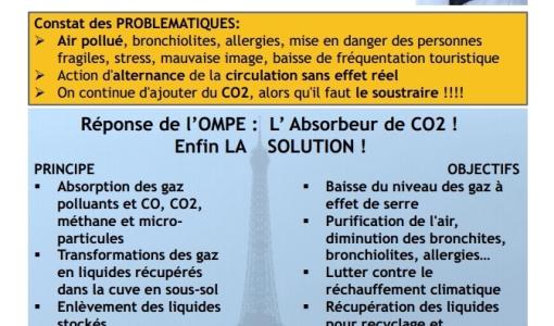 Pollution : l'OMPE lance l'idée de l'Absorbeur de CO2